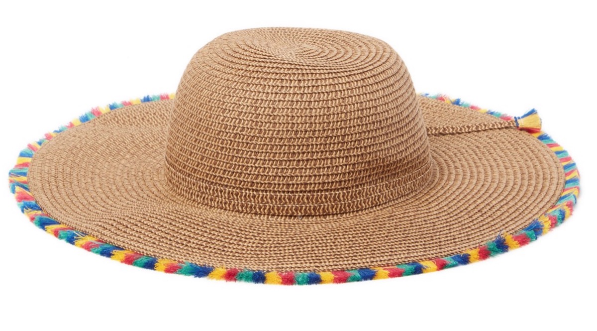 straw floppy hat with rainbow edge, cheap summer hats