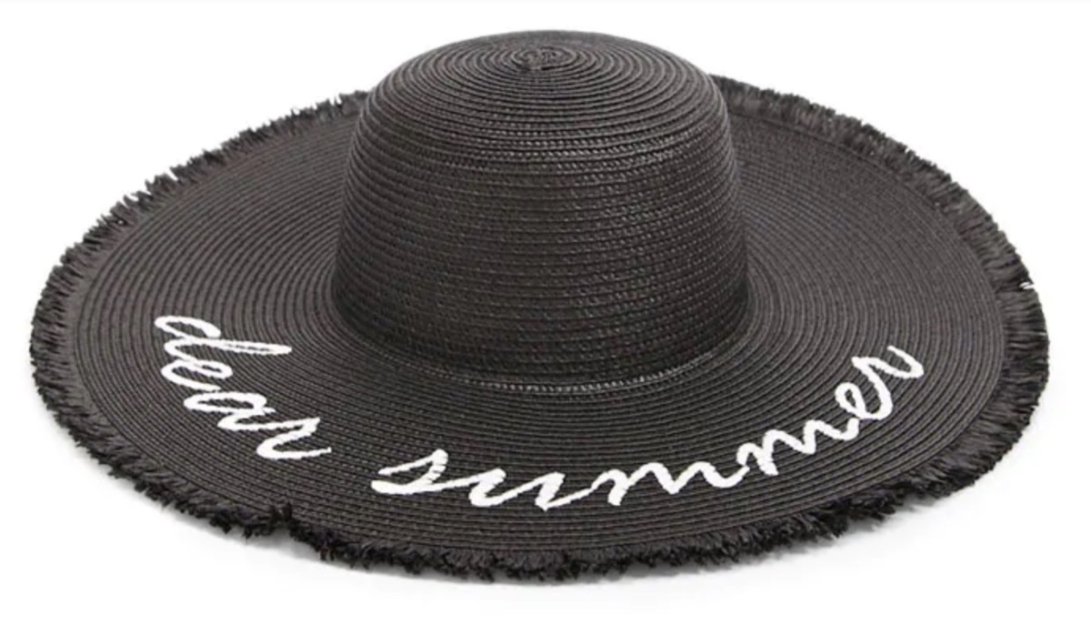 black hat with dear summer written in white, cheap summer hats