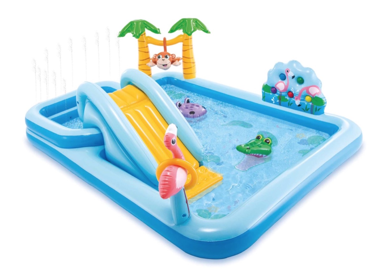 blue kiddie pool with jungle animals, best outdoor toys for toddlers