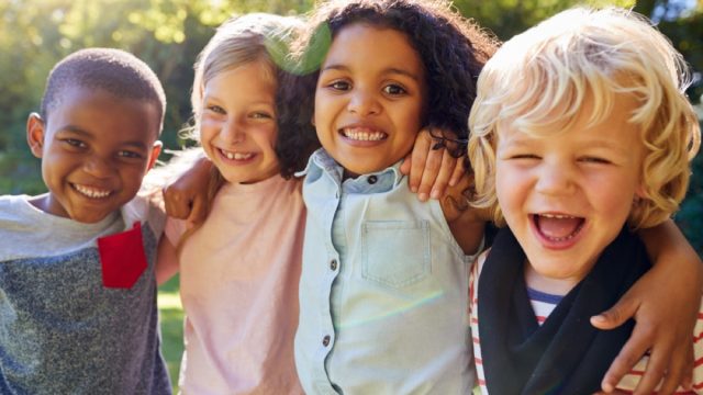 kids laughing outdoors, prepare children for divorce