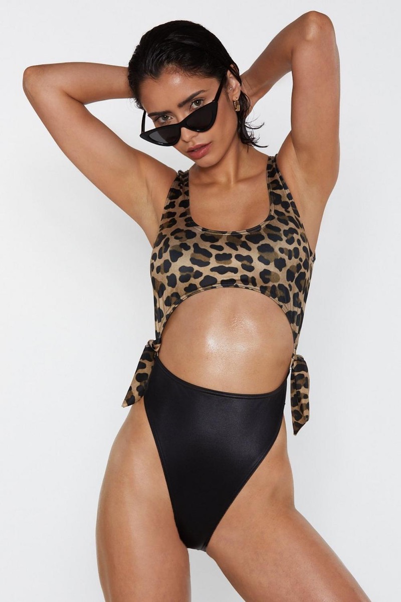 leopard cutout swimsuit, cheap swimsuits