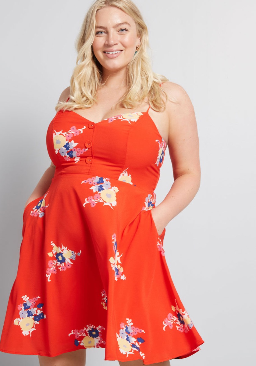 modcloth red floral sundress, july 4th sales