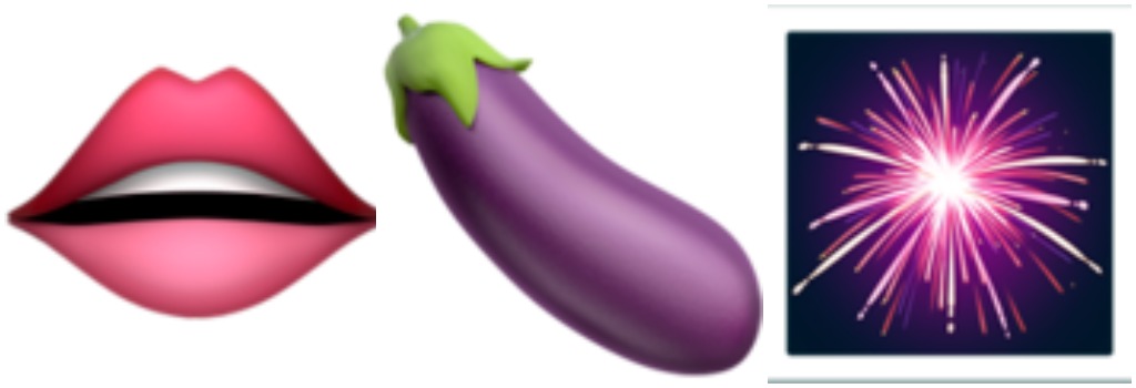lips, eggplant, fireworks, sex emoji combinations