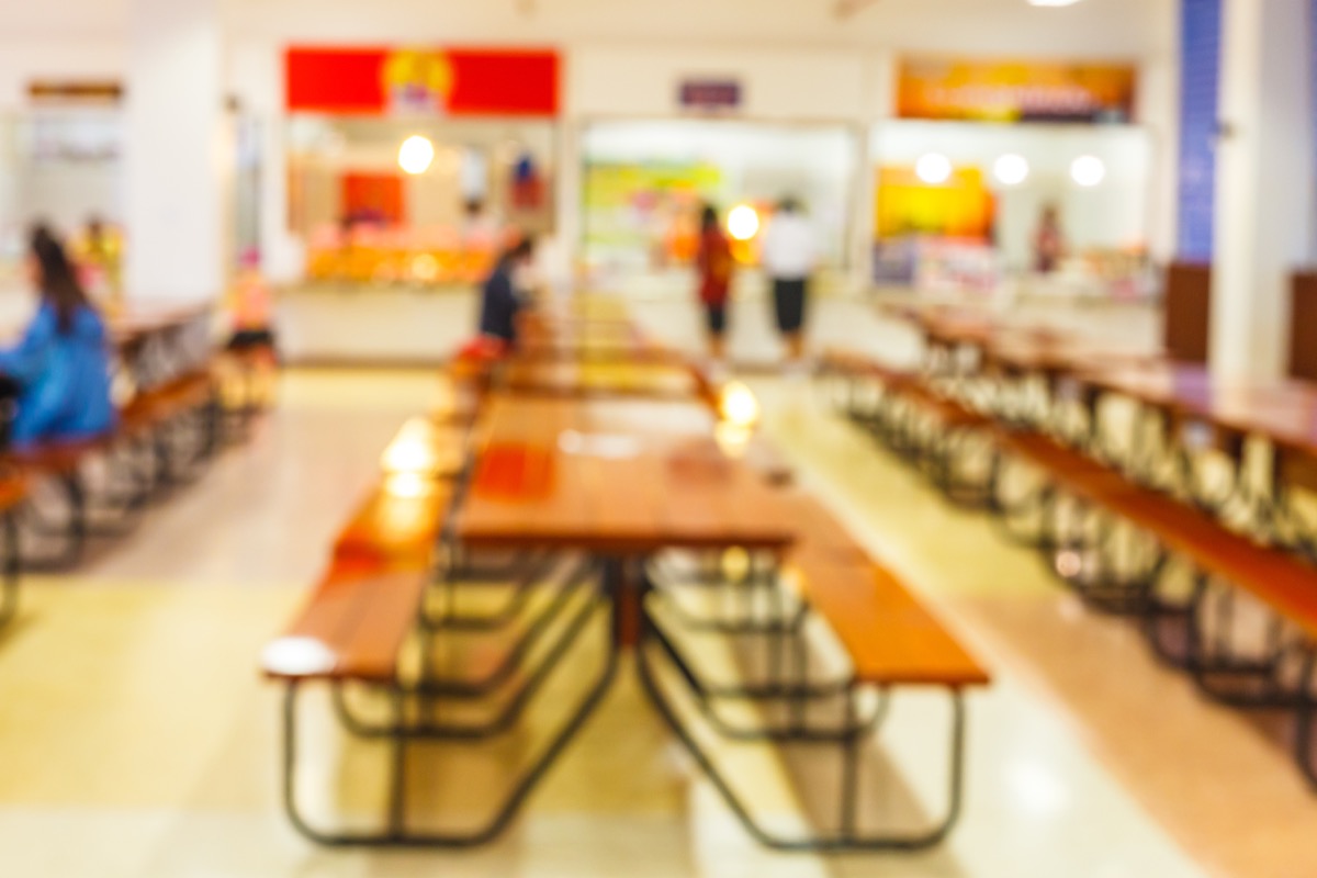a selected focus image of a school cafeteria