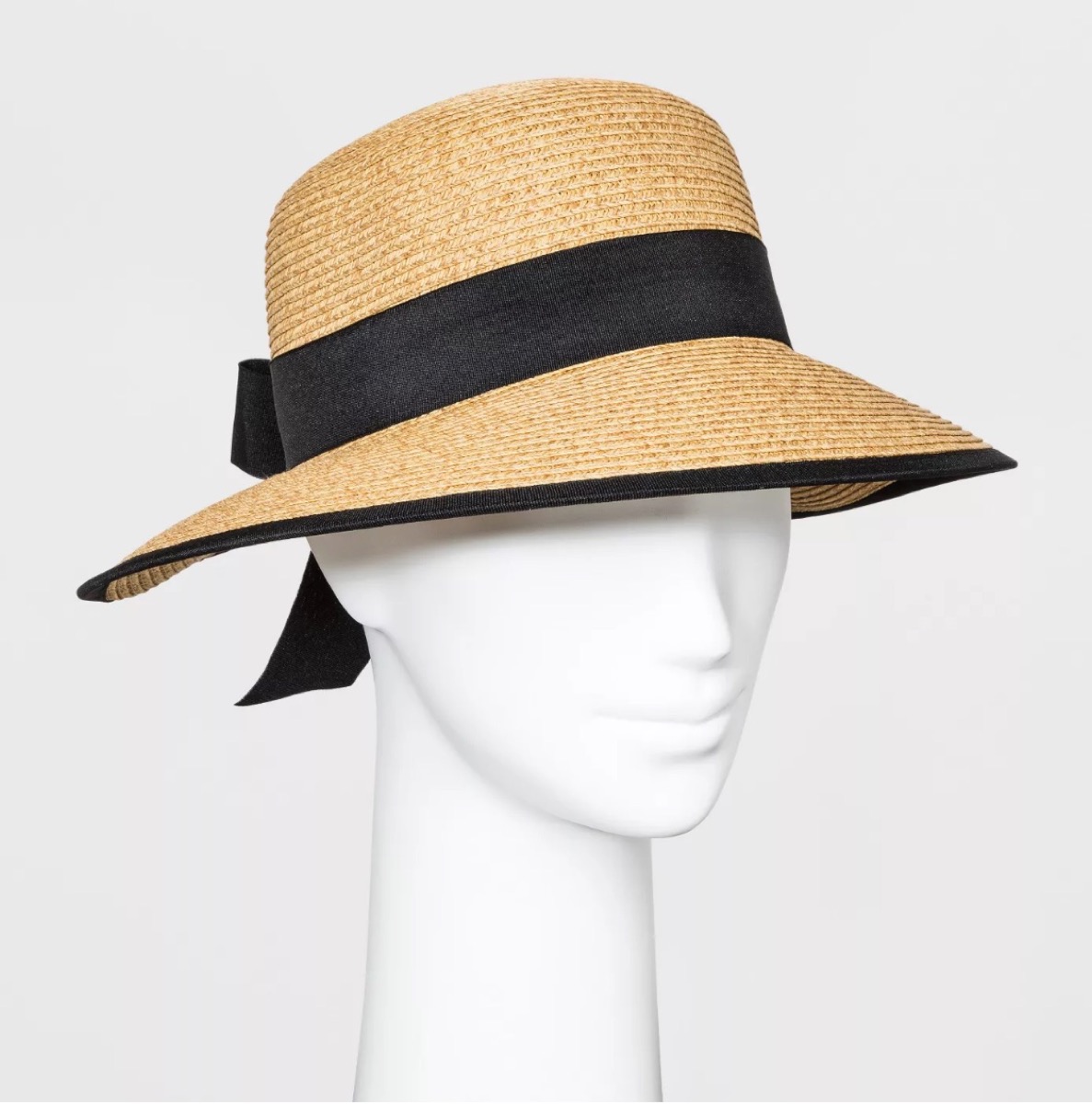 straw hat with a black bow, cheap summer hats