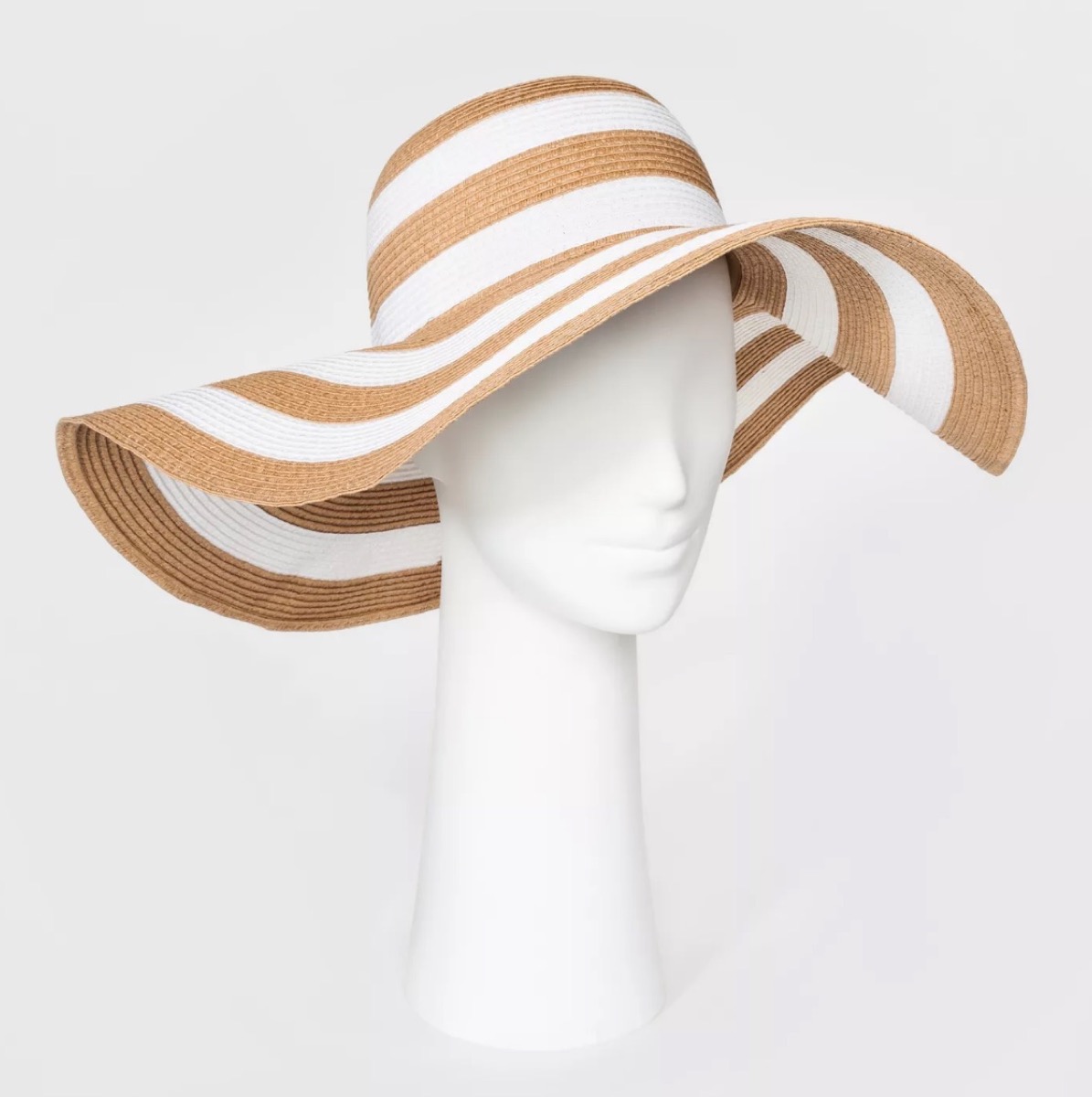 tan and white striped floppy hat, cheap summer hats