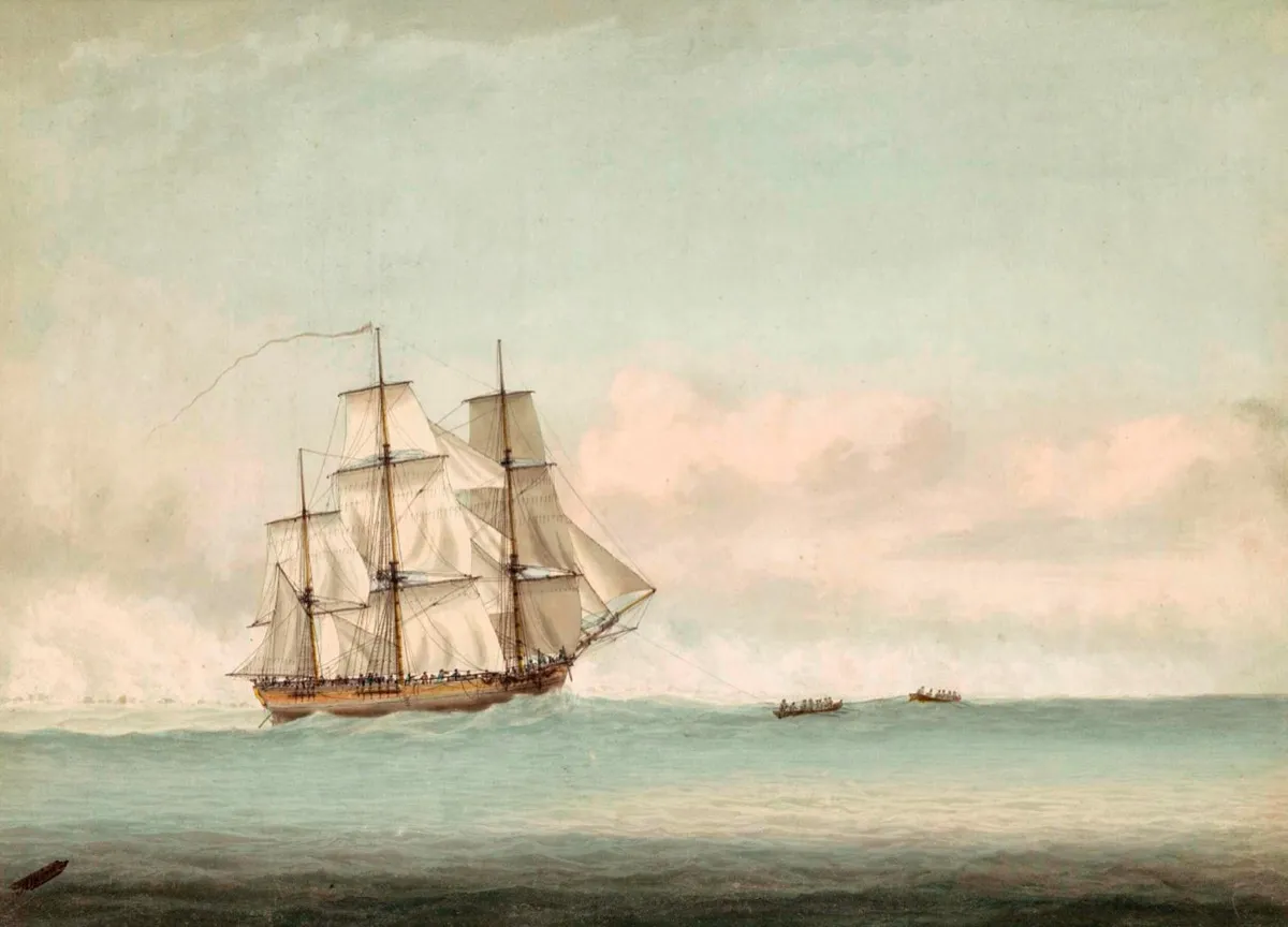 HMS Endeavour off the coast of New Holland - Samuel Atkins, 1794
