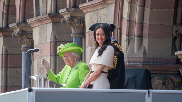 Meghan Markle and Queen Elizabeth greet crowd