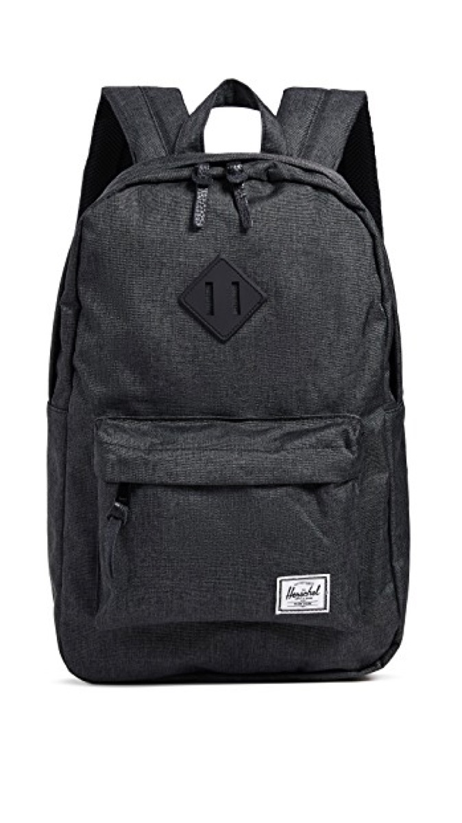 gray backpack with white label, best college backpacks