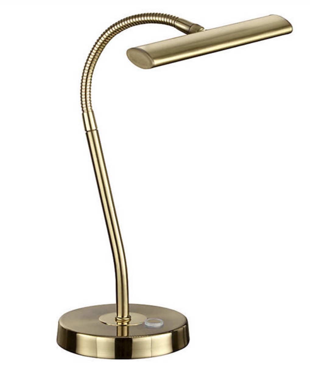 gooseneck brass desk lamp, old fashioned home items