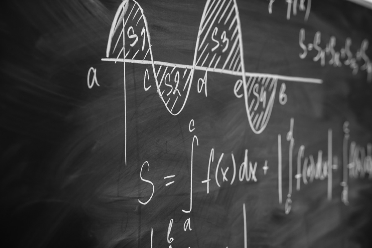 Mathematics function integra graph formulas on the chalkboard