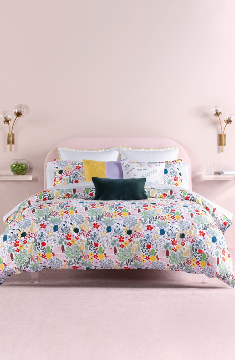 bedding set with cats and flowers, cat gifts
