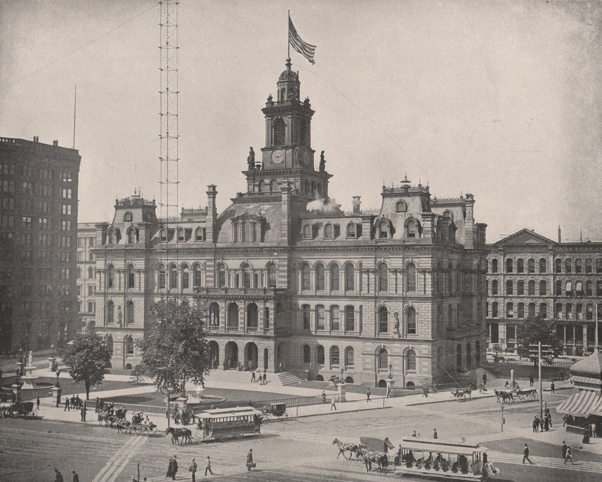 FBKPBA The old City Hall, Campus Martius, Detroit, Michigan. Demolished 1961, 1895. Image shot 1895. Exact date unknown.