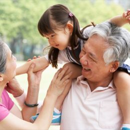 two asian grandparents with granddaughter on their shoulders, best gifts for grandparents