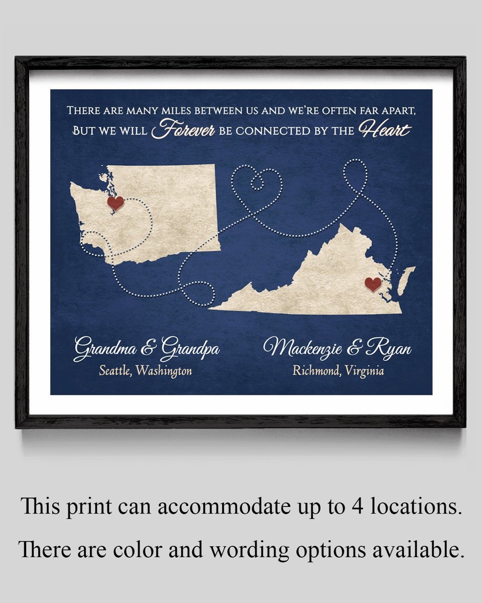 picture with two state images with hearts and text, best gifts for grandparents