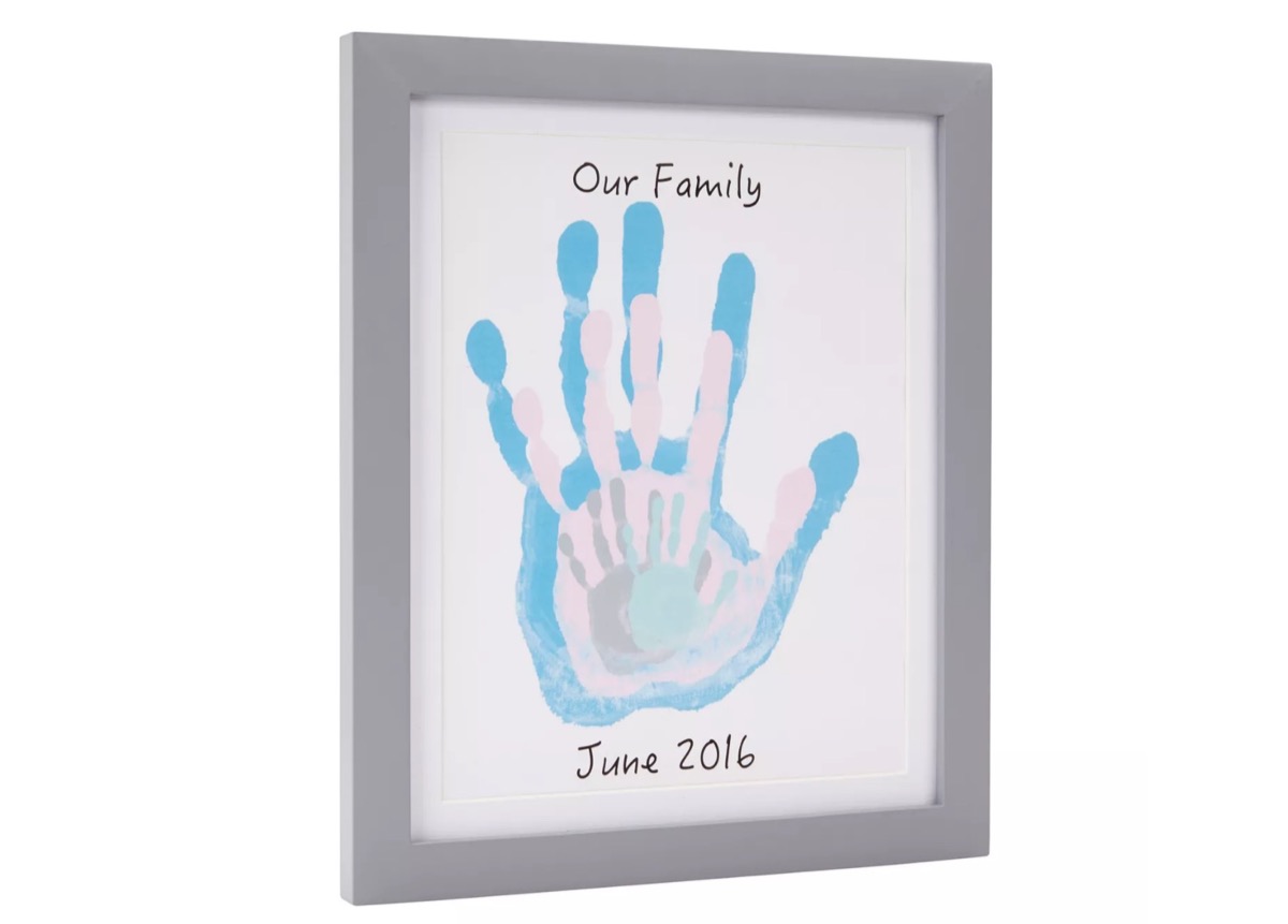 picture frame with print handprints, best gifts for grandparents