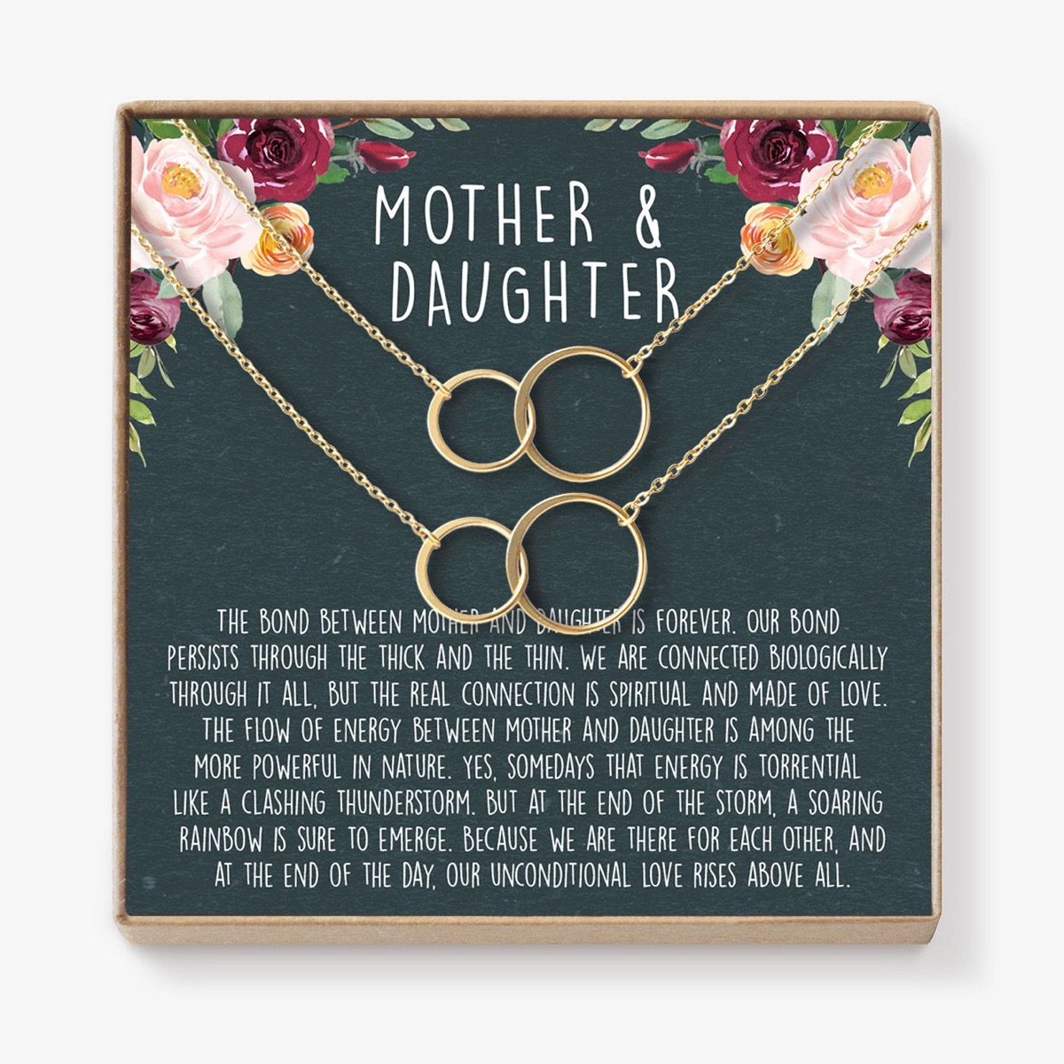 interlocking gold hoop necklaces, mother daughter gifts