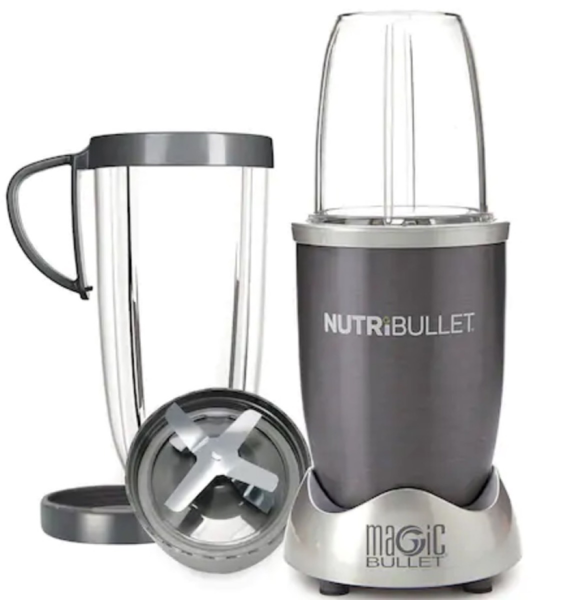 gray nutribullet blender and accessories