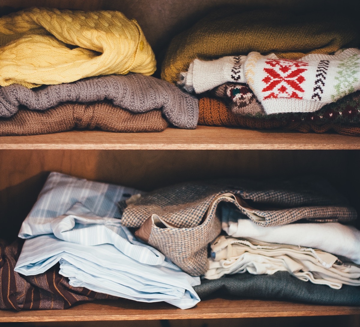 Messy shelves in a closet