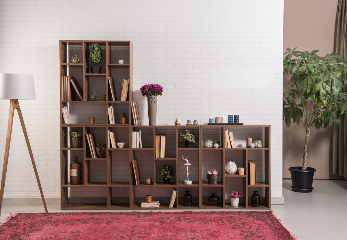 a modern mahogany bookshelf