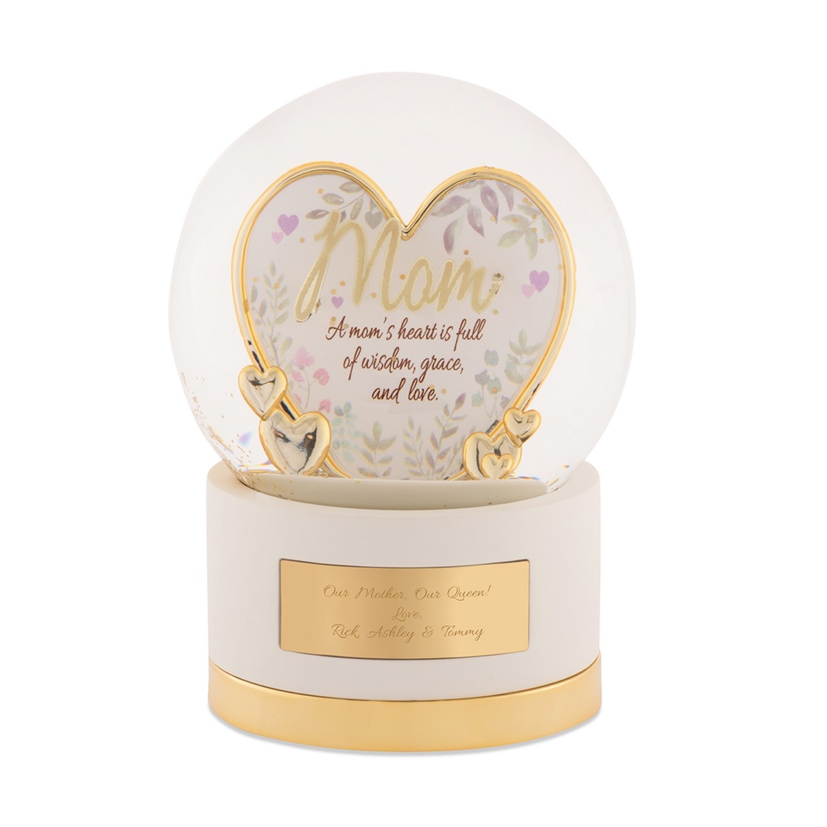 snow globe with gold heart inside it, mother daughter gifts