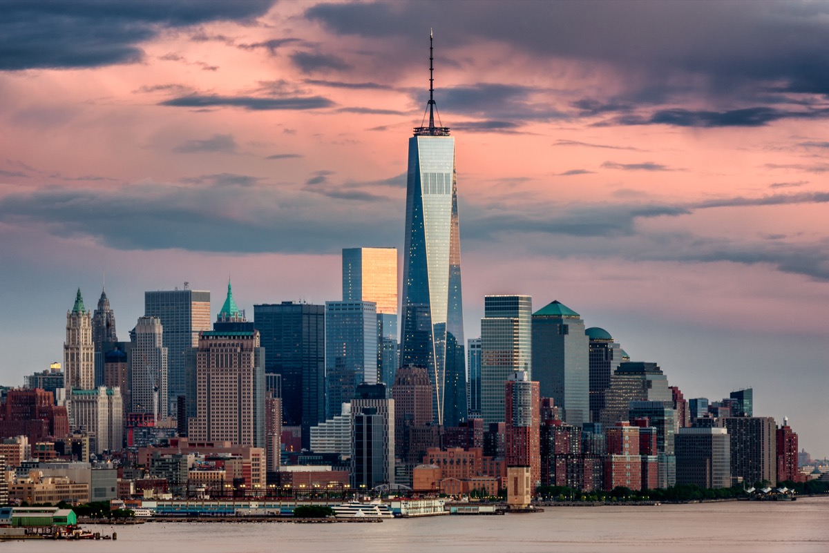 one world trade center in lower manhattan new york city at dusk