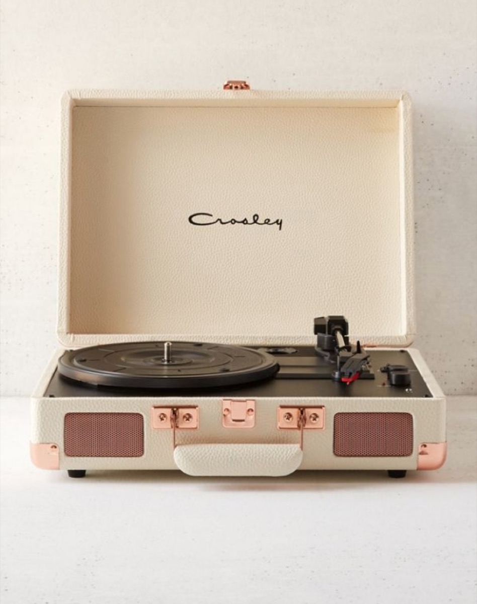 white record player, old fashioned home items