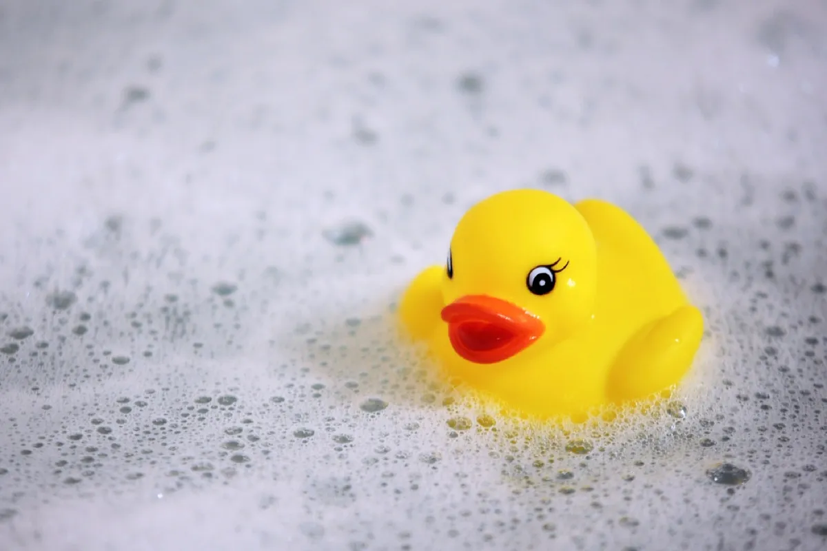 rubber duck in bubble bath, old school cleaning tips