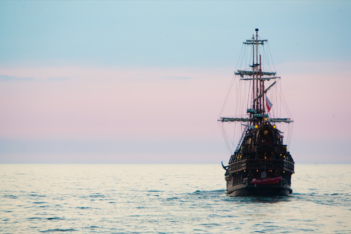 large ship in ocean - pirate jokes