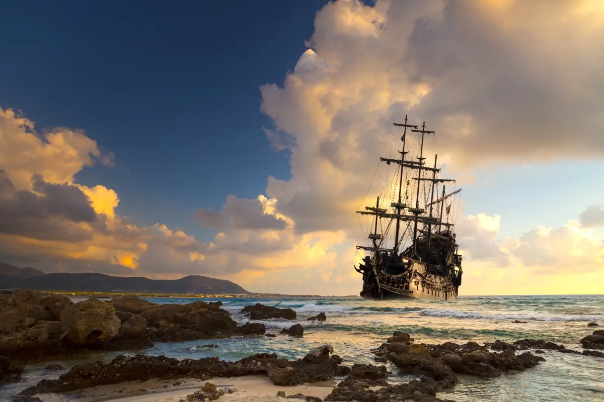 large ship in ocean - pirate jokes