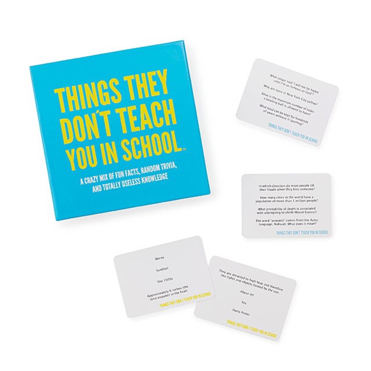 box and cards from things they don't teach you in school game, best gifts for college students