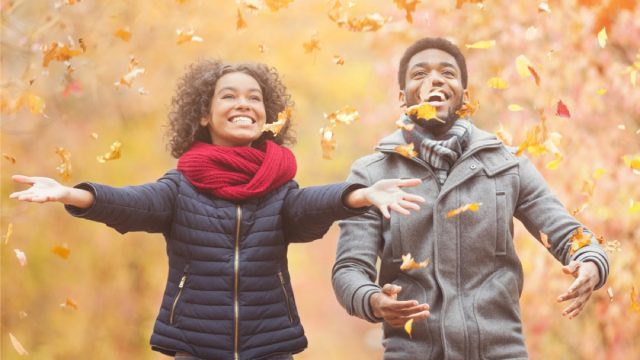 Black young couple in the fall, facts about fall