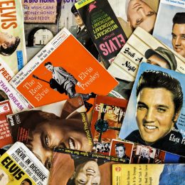 Gothenburg, Sweden - March 24, 2013: Elvis Presley single covers. All records are originals from the year they were released.