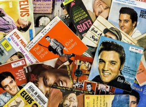 Gothenburg, Sweden - March 24, 2013: Elvis Presley single covers. All records are originals from the year they were released.