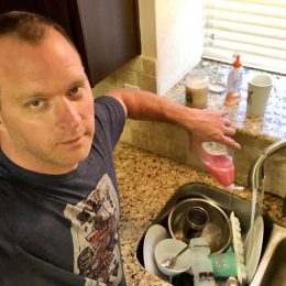 Michael Oonk's viral photos of him doing chores