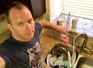 Michael Oonk's viral photos of him doing chores