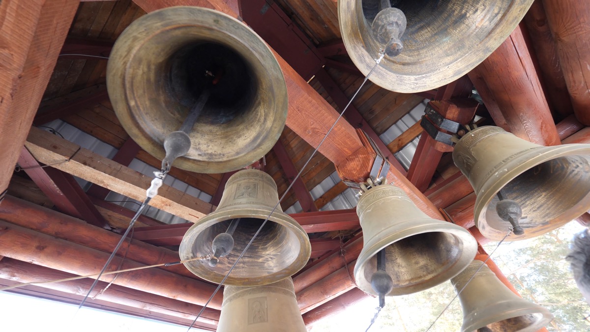 close up of bell tower church bells