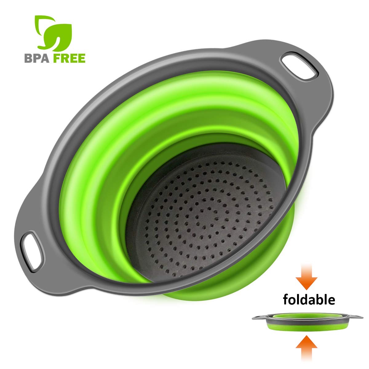 green collapsible colander, essential home supplies