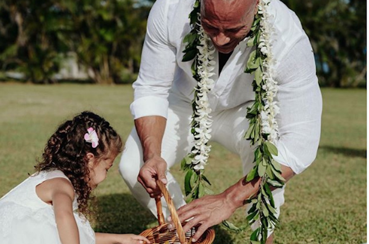 dwayne johnson daughter flower girl wedding