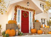 fall home decorated with pumpkins