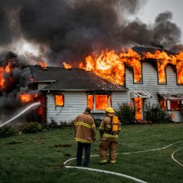 firefighters putting out house fire, fire prevention tips