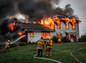 firefighters putting out house fire, fire prevention tips