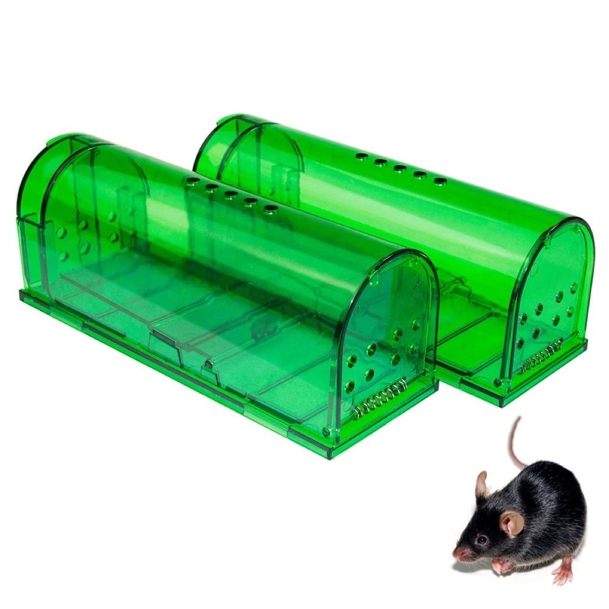 two green mouse traps, essential home supplies