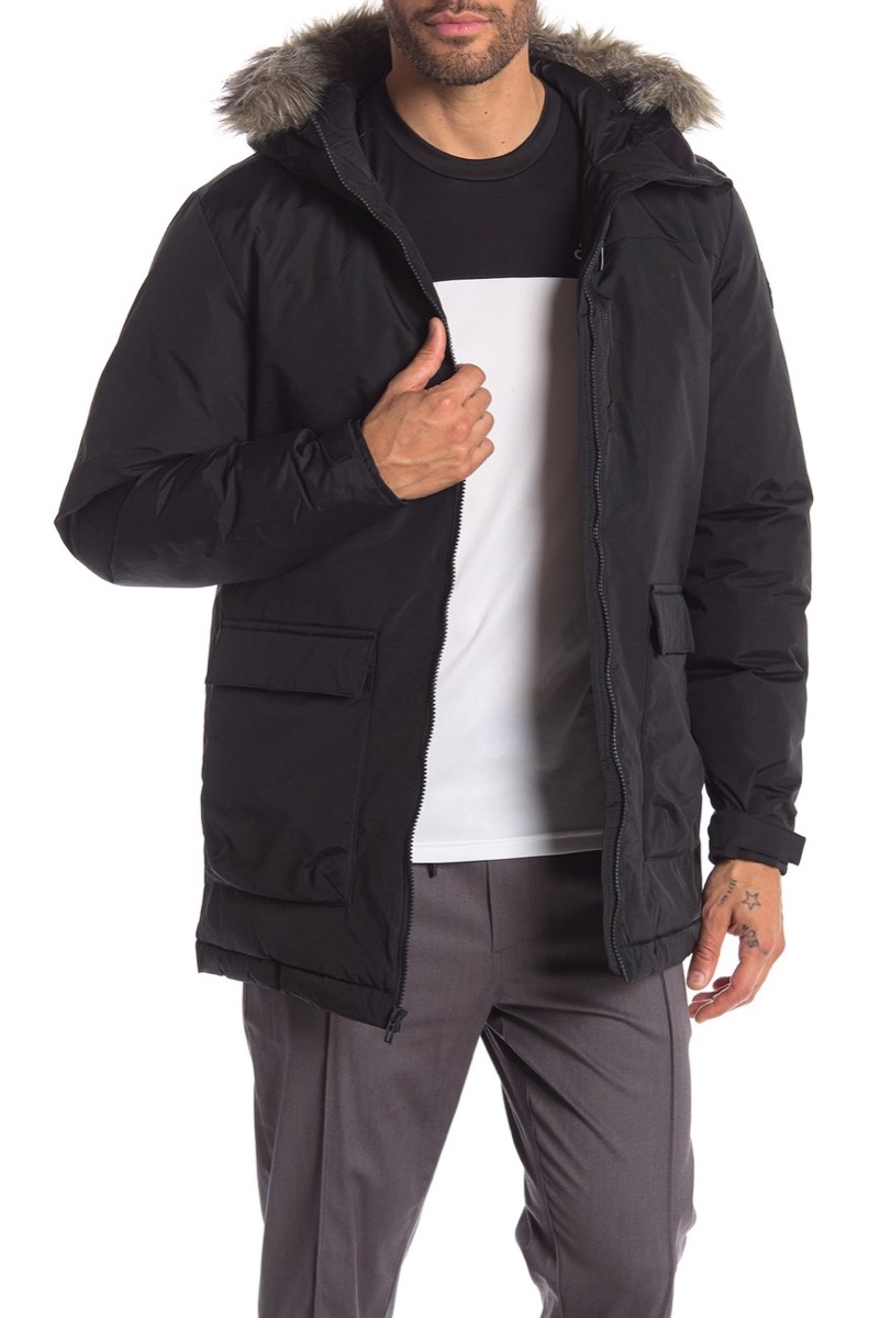 man in hooded black jacket, winter coats for men