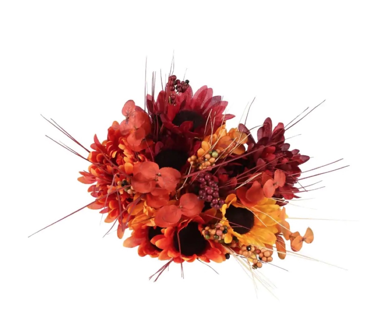 faux sunflower and mum display, dollar store fall decor