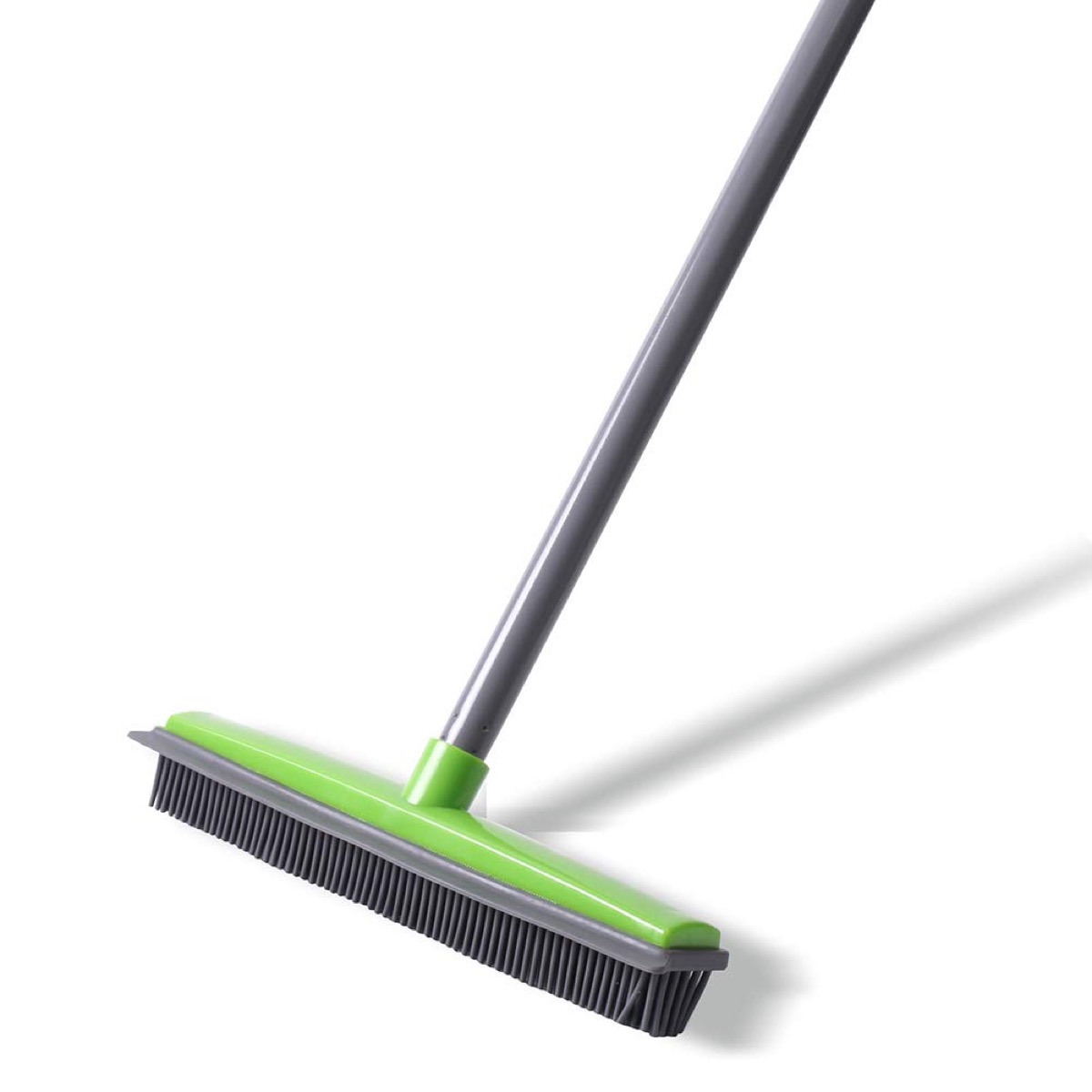 green rubber broom, essential home supplies