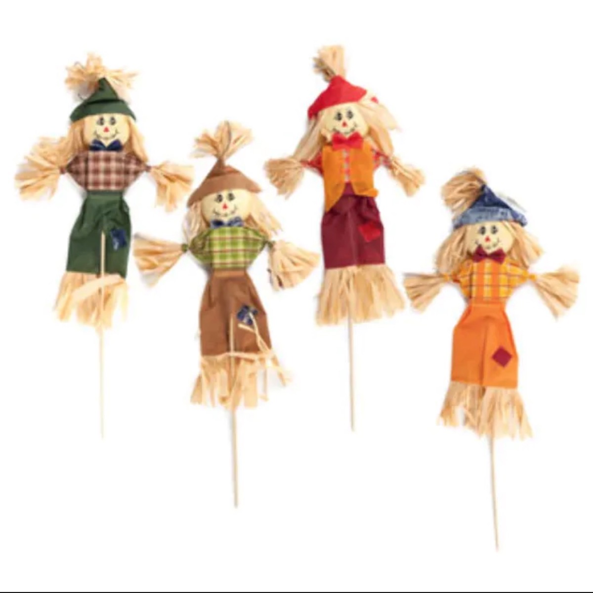 scarecrows on spikes, dollar store fall decor