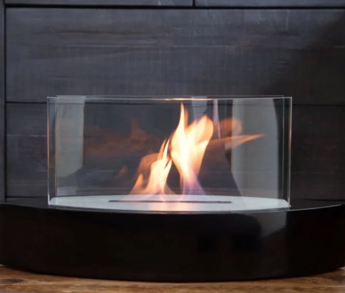 tabletop fireplace with flame in it, fall decorating tips