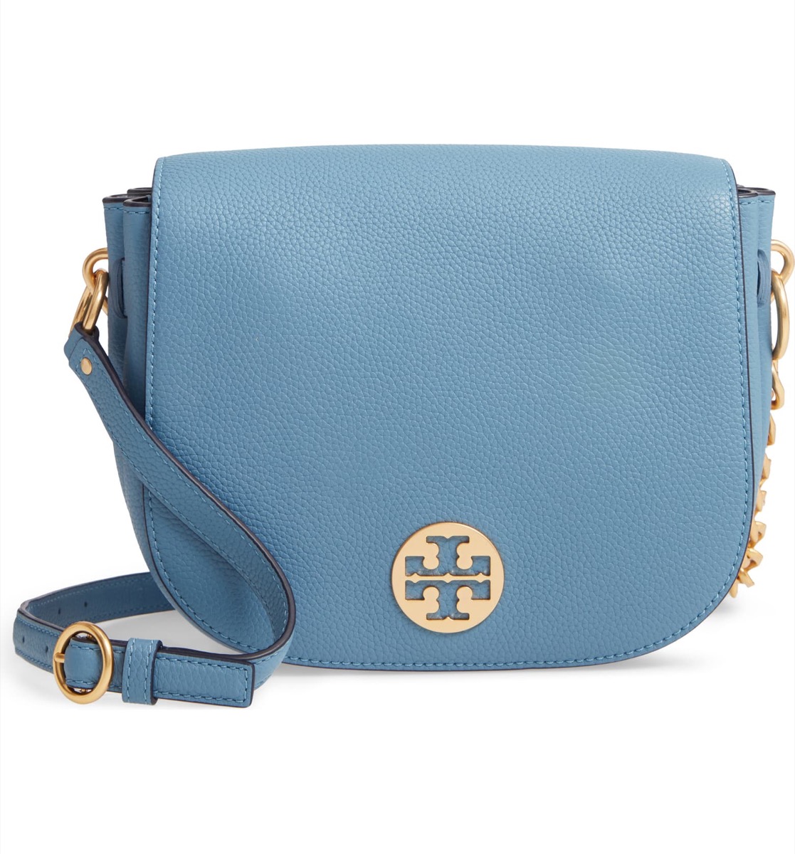 blue purse with gold logo, end of summer sales 2019