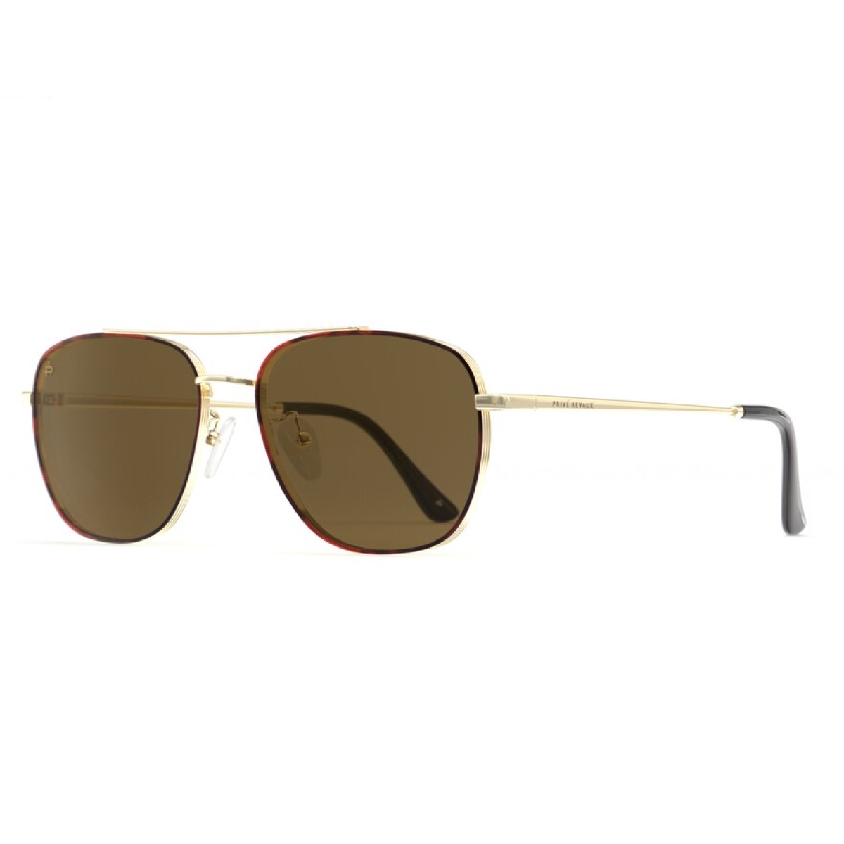 brown aviator sunglasses with gold frames
